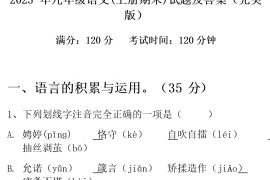 2023年九年级语文(上册期末)试题及答案(完美版)