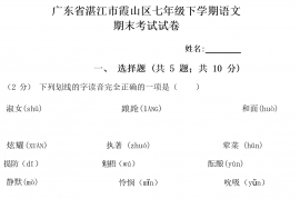 广东省湛江市霞山区七年级下学期语文期末考试试卷