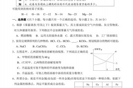 2023年绵阳试验中学自主招生考试化学试题